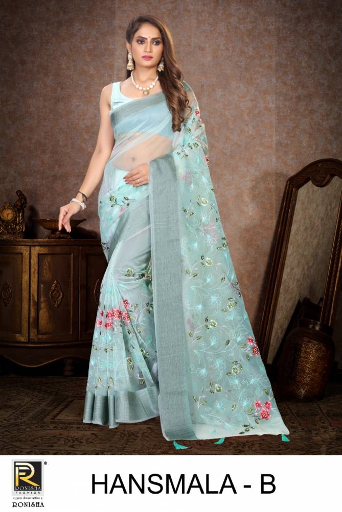 Ronisha Hansmala New Exclusive Wear Organza Fancy Saree Collection